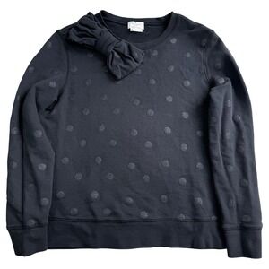 Kate Spade Polka Dot Bow Sweatshirt Womens Medium Black Glitter Sparkly Chic
